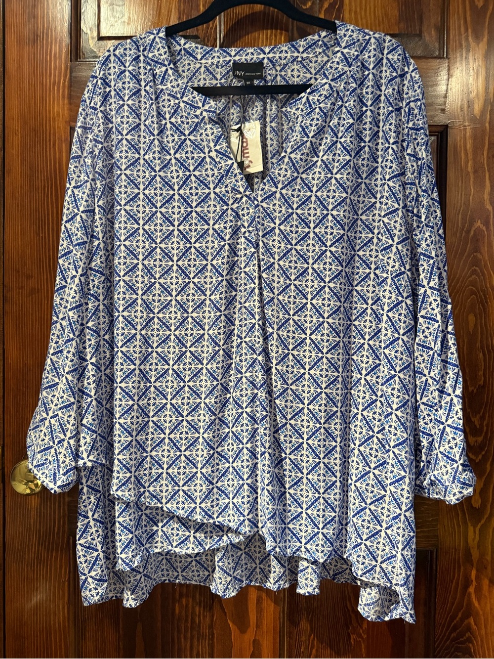 JNY Collection Blue & White Printed Women's Tunic - Picture 1 of 9